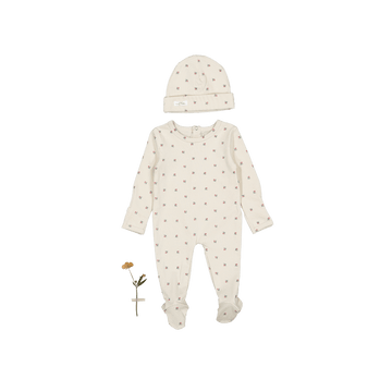 The Printed Romper + Hat Set - Mini Stitch Red