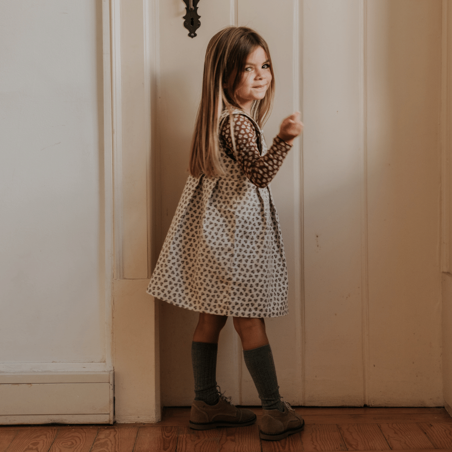 The Corduroy Dress -  Neutral Floral