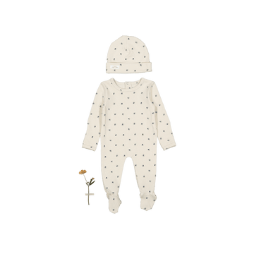 The Printed Romper + Hat Set - Mini Stitch Blue