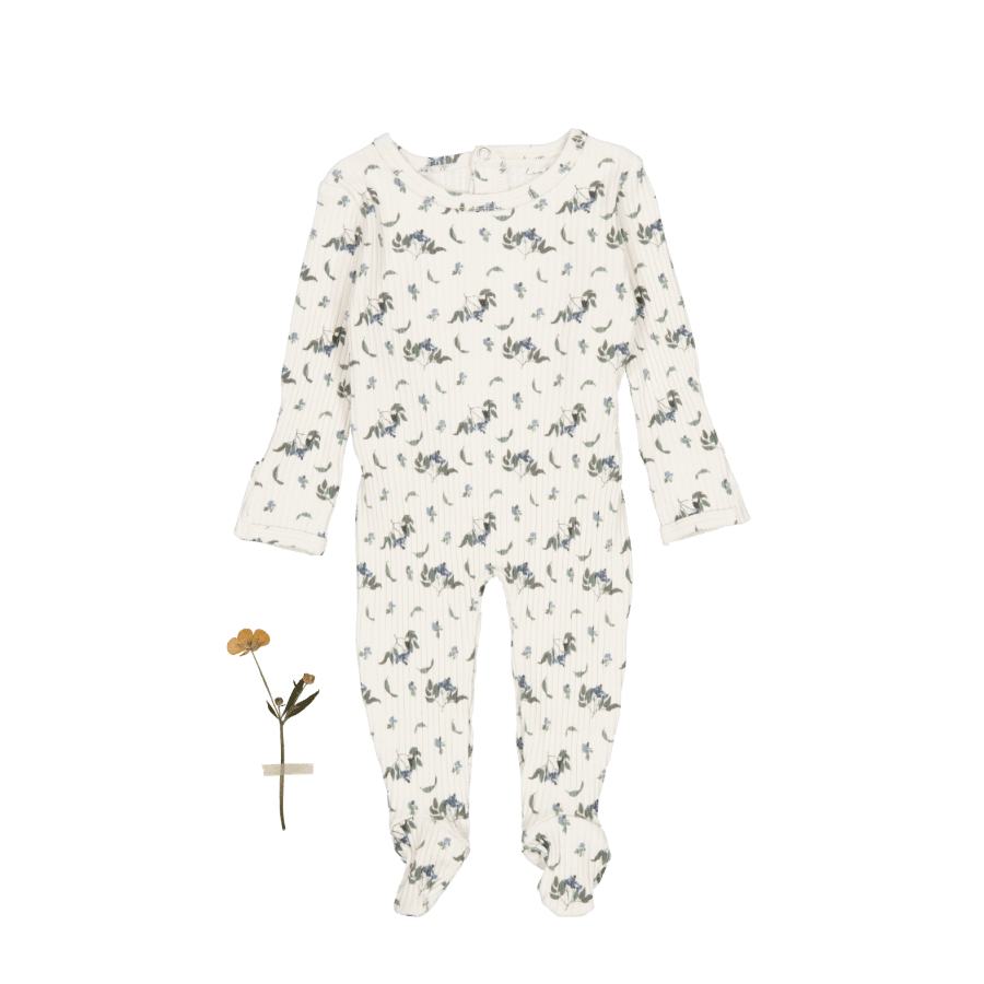 The Printed Romper - Blue Vintage Leaf