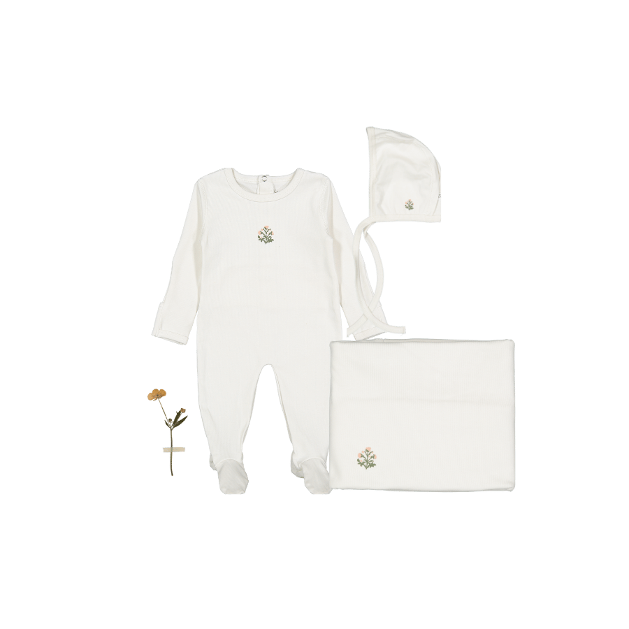 The Embroidered Romper + Blanket Set - Zara Pink