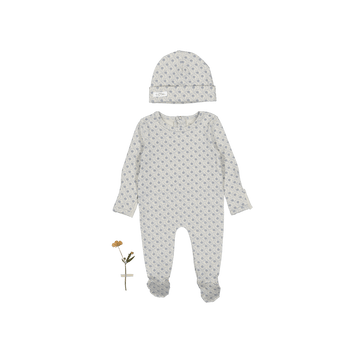 The Printed Romper + Hat Set - Emma Blue