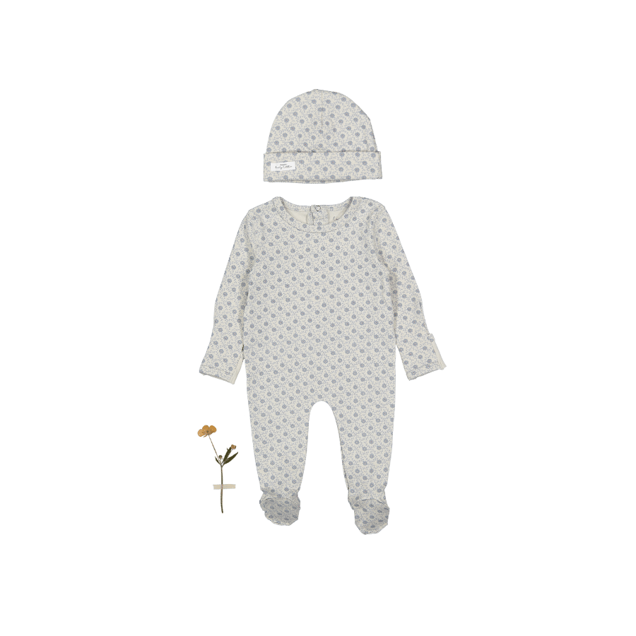 The Printed Romper + Hat Set - Emma Blue