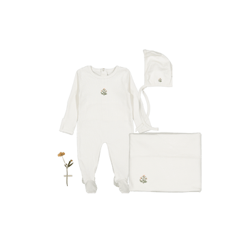 The Embroidered Romper + Blanket Set - Zara Pink