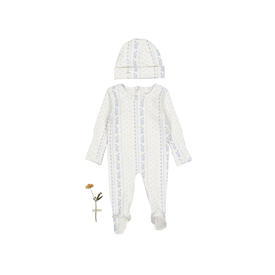 The Printed Romper + Hat Set - Blue Tapestry