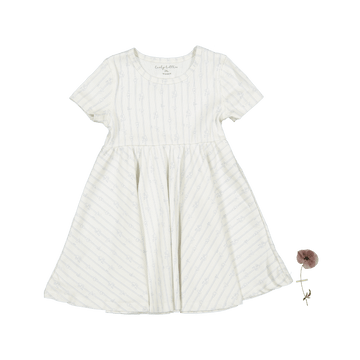 The Printed Short Sleeve Dress - Linear Leaf