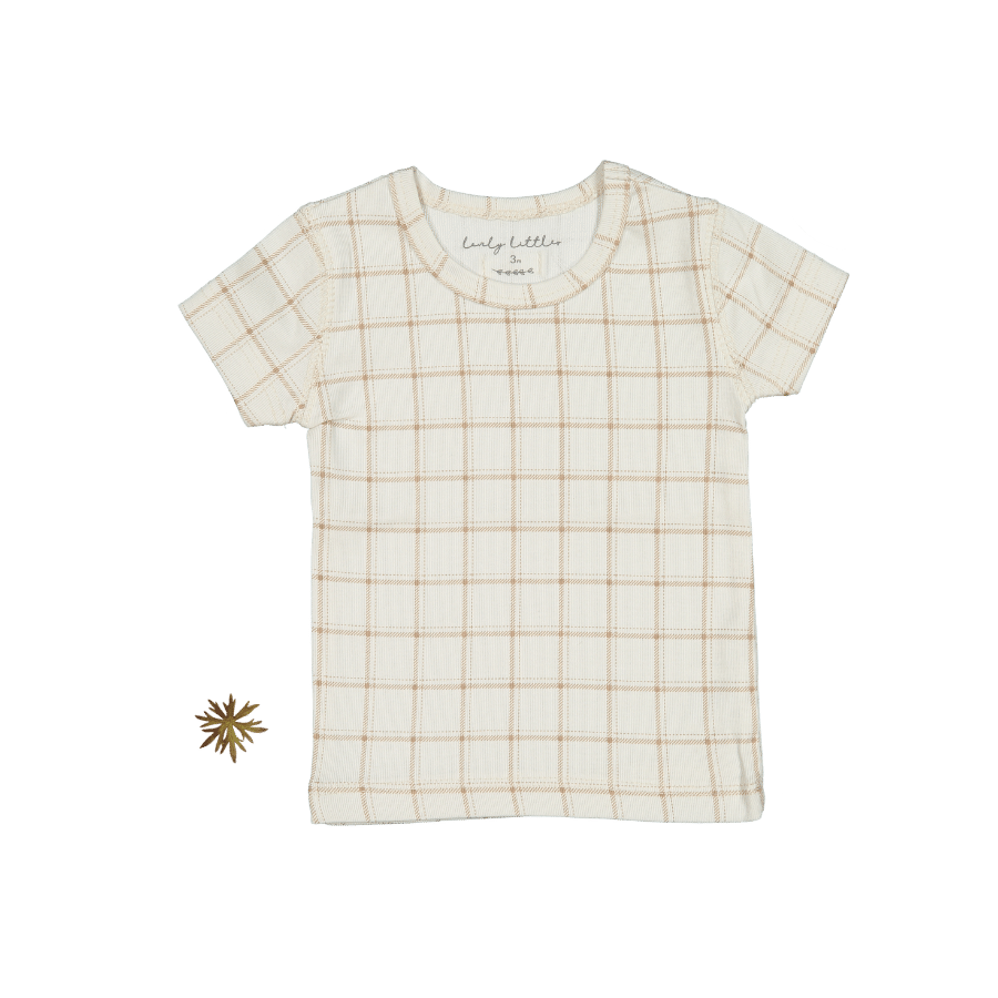 The Printed Short Sleeve Tee - Tan Grid
