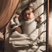 The Printed Baby Gown - Taupe Gingham