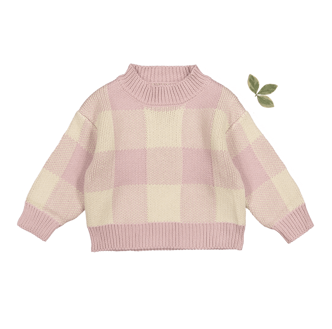 The Gingham Knit Sweater - Mauve