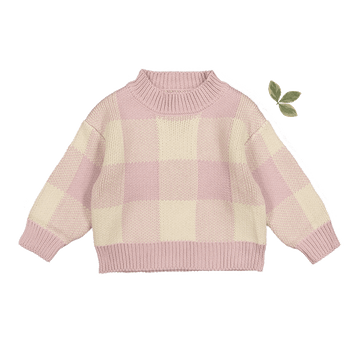 The Gingham Knit Sweater - Mauve