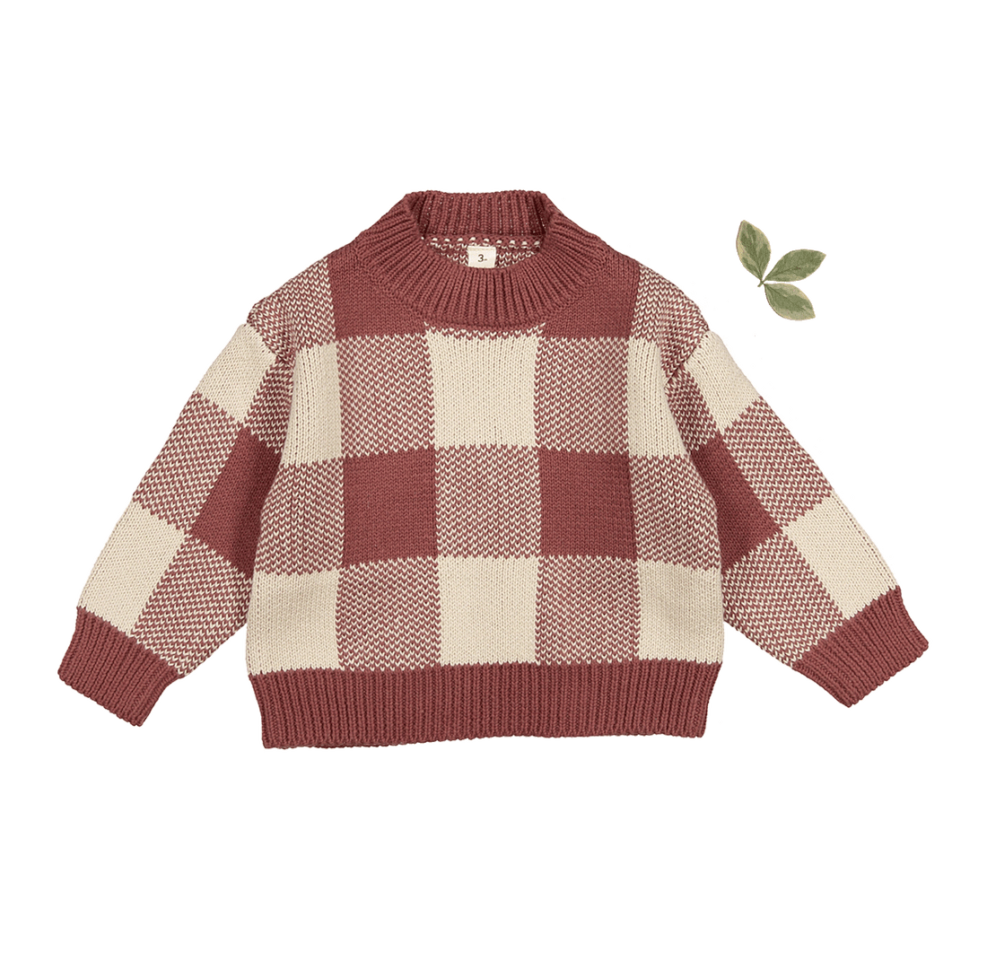 The Gingham Knit Sweater - Rosewood – Lovely Littles