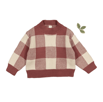 The Gingham Knit Sweater - Rosewood