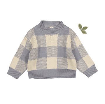 The Gingham Knit Sweater - Slate