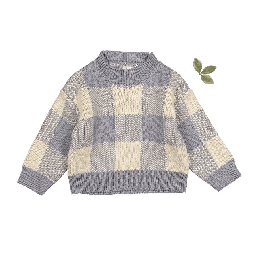 The Gingham Knit Sweater - Slate