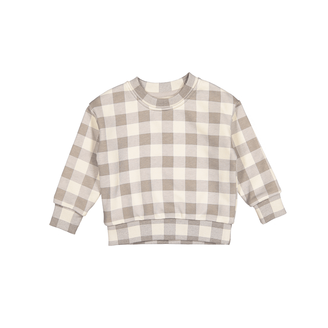 The Printed Sweatshirt - Taupe Gingham