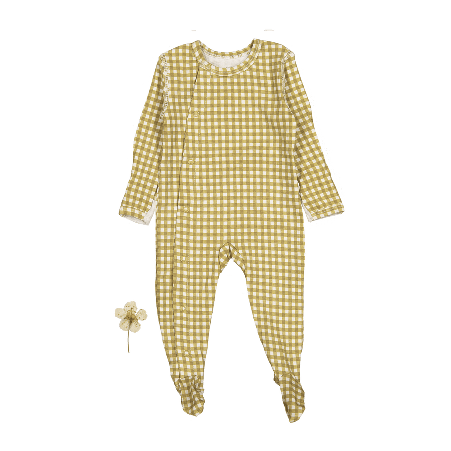 The Printed Snap Romper - Golden Gingham