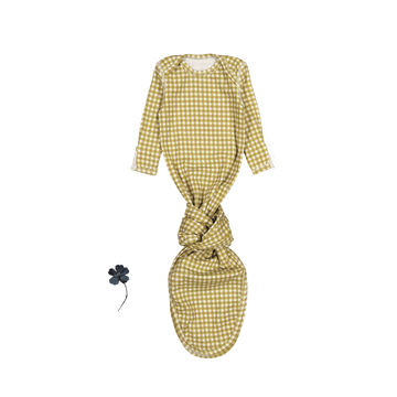 The Printed Baby Gown - Golden Gingham