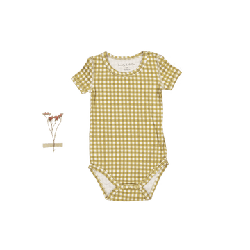 The Printed Short Sleeve Onesie - Golden Gingham