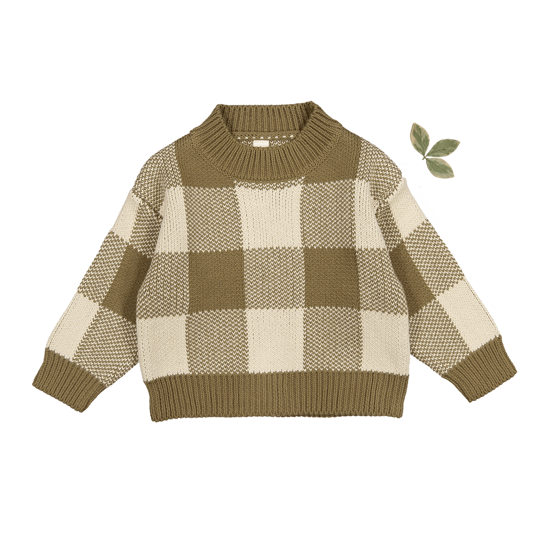 The Gingham Knit Sweater - Golden