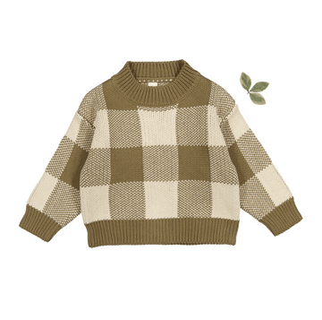 The Gingham Knit Sweater - Golden