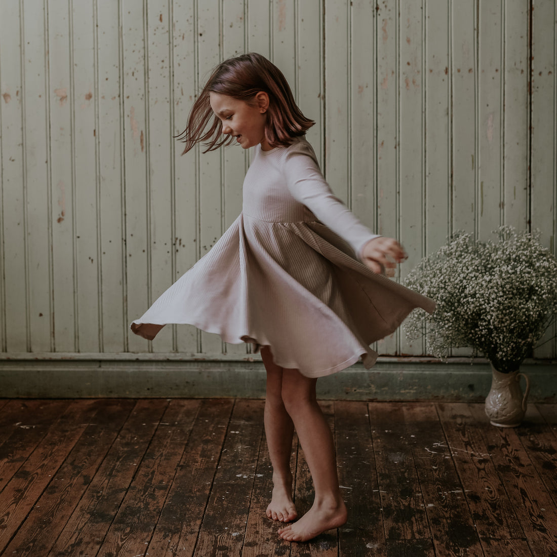The Long Sleeve Dress - Mauve 8y The Long Sleeve Dress - Mauve 8y