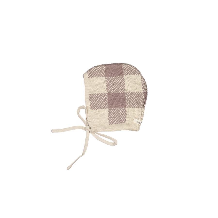 The Gingham Knit Bonnet - Taupe