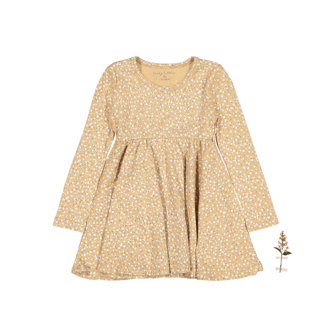 The Printed Long Sleeve Dress - Tan Bud – Lovely Littles