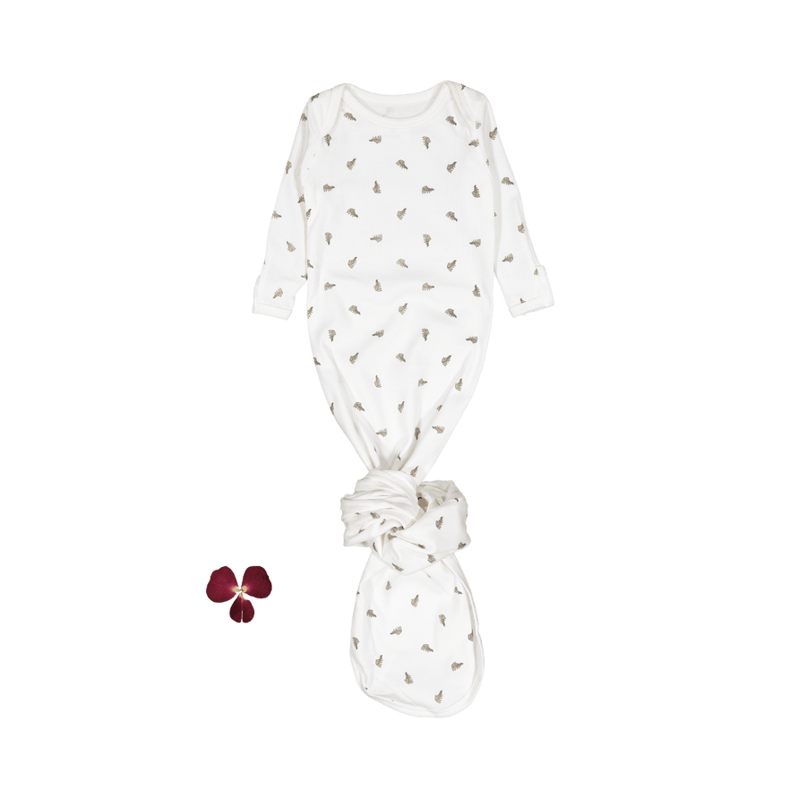 The Printed Baby Gown - White Leaf