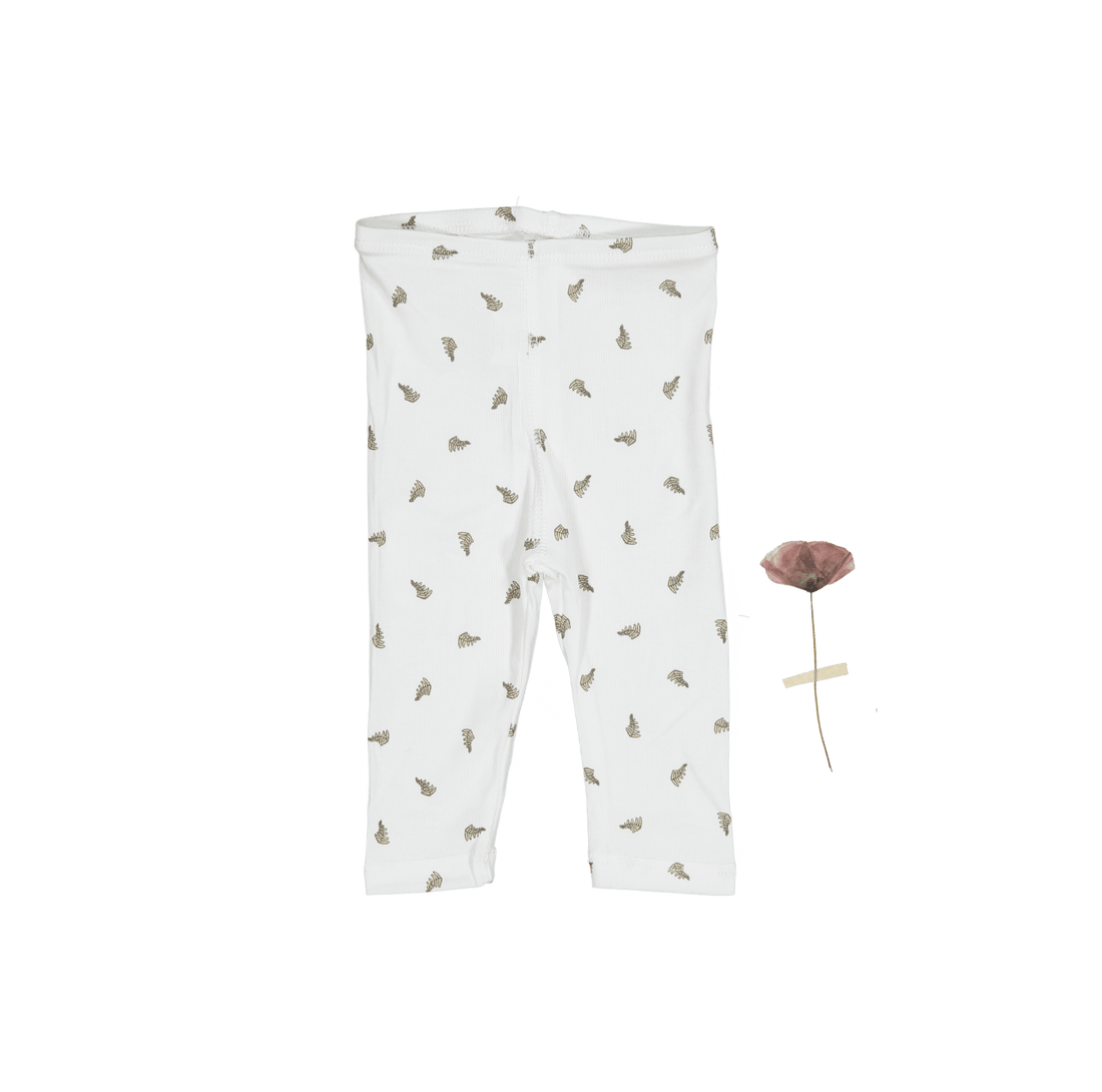 The Printed Legging - White Leaf