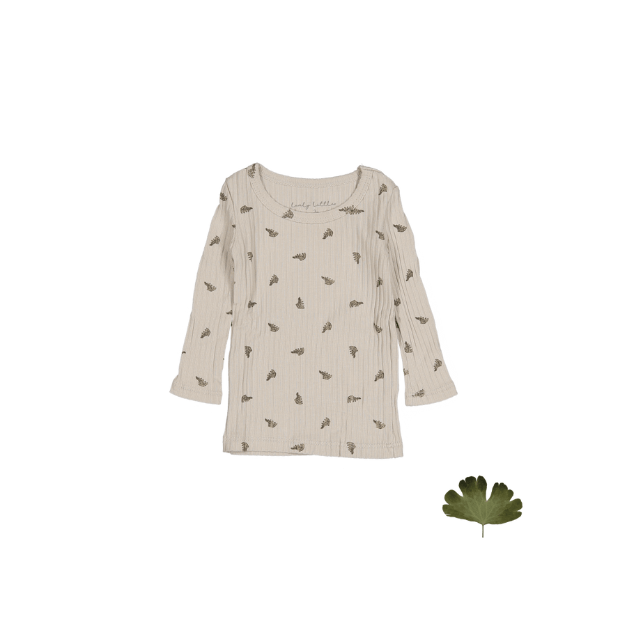 The Printed Long Sleeve Tee - Sand Leaf