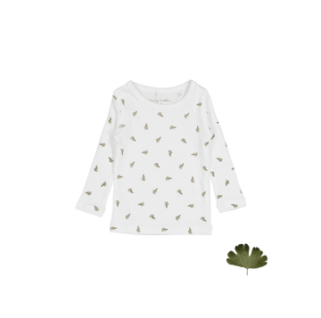 The Printed Long Sleeve Tee - White Leaf