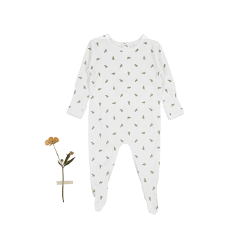 The Printed Romper - White Leaf