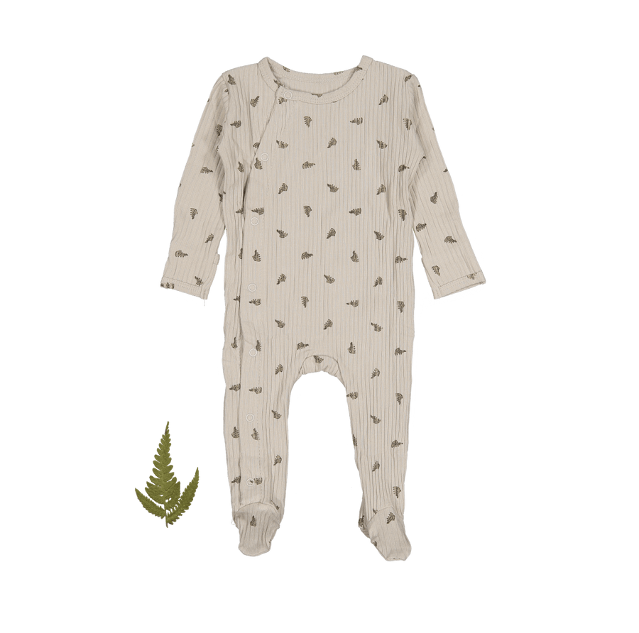 The Printed Snap Romper - Sand Leaf