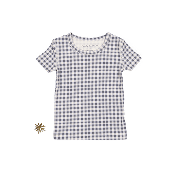 The Printed Short Sleeve Tee - Steel Gingham