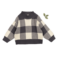 The Gingham Knit Sweater - Steel