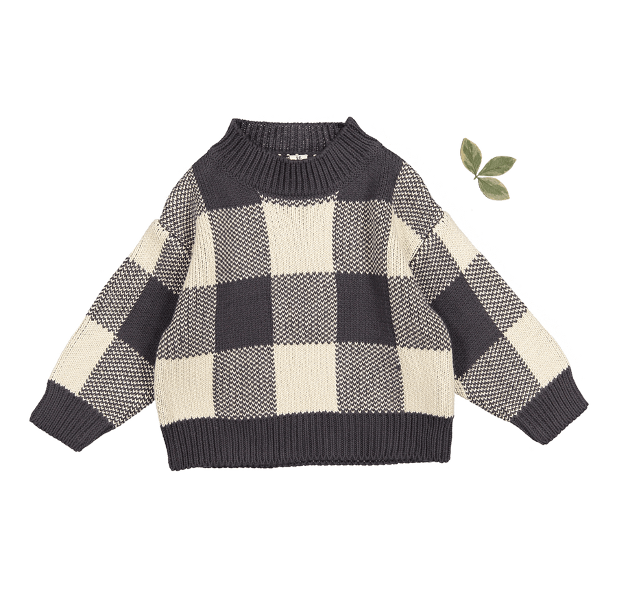 The Gingham Knit Sweater - Steel