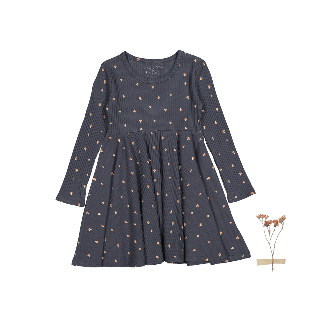 The Printed Long Sleeve Dress - Steel Mushroom – Lovely Littles