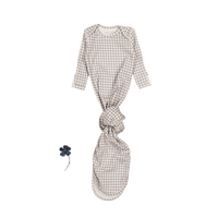 The Printed Baby Gown - Taupe Gingham