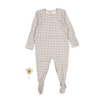 The Printed Romper - Taupe Gingham