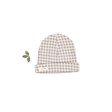 The Printed Hat - Taupe Gingham