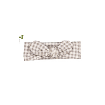 The Printed Headband  - Taupe Gingham