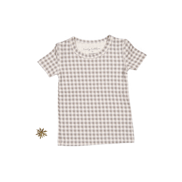 The Printed Short Sleeve Tee - Taupe Gingham