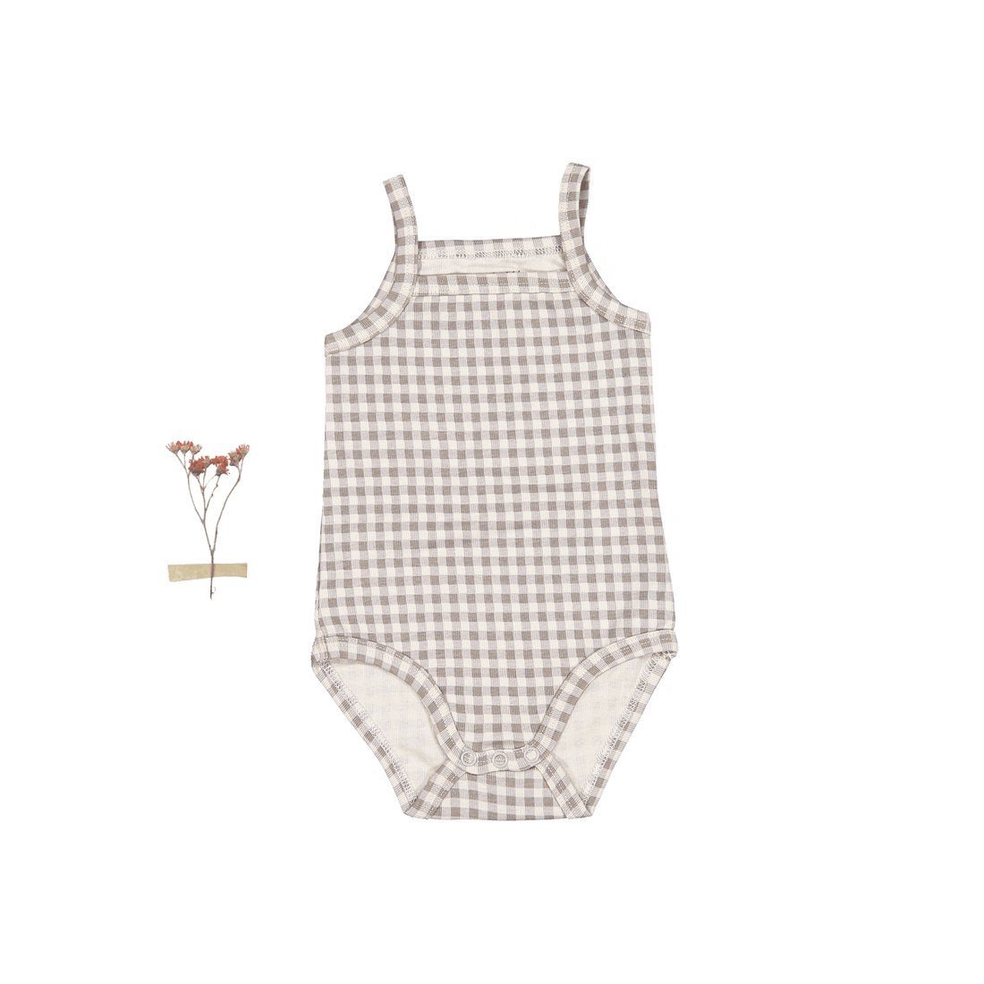 The Printed Tank Onesie - Taupe Gingham