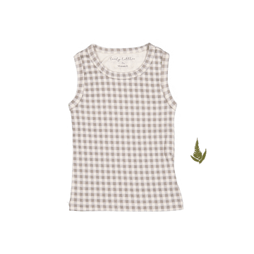 The Printed Tank - Taupe Gingham